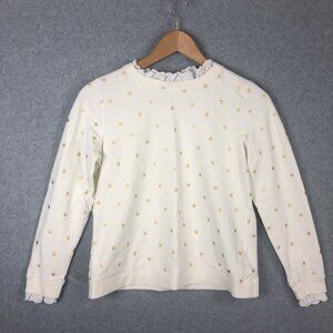 Boden Metallic Polka Dot Lace Detail Long Sleeve Crewneck Size 6